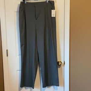 A New Day’s Women’s High Rise Pleated Wide Leg Grey Stripes Dress Pants Size 14
